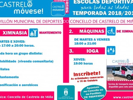 Actividades deportivas. ESCUELAS DEPORTIVAS  2018